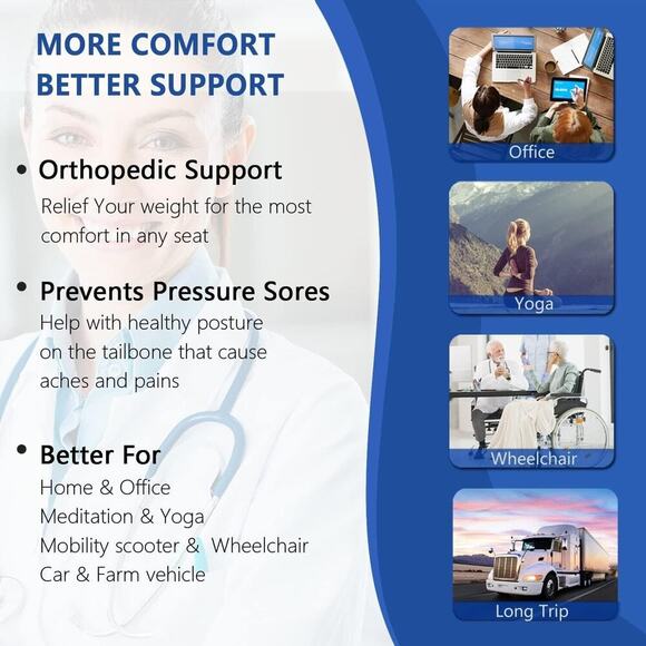 Seat Cushions Office Chair Cushion Pads 18.5"x 16.6" Memory Foam Chair Pillow... - Picture 3 of 6